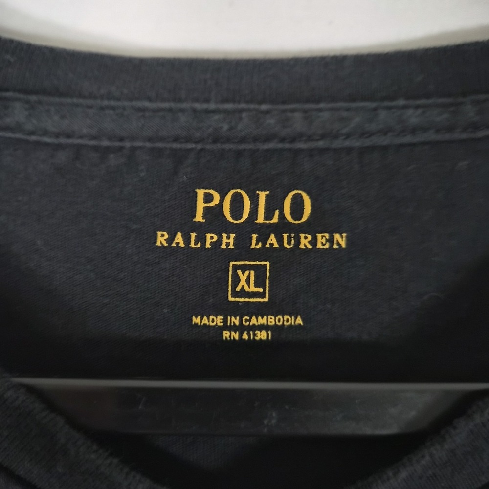 Polo Ralph Lauren T Shirt Mens XL Black V‎ Neck Red Pony Logo Classic Casual - Picture 4 of 7
